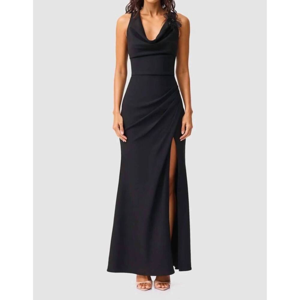 NEW ELLIATT euphoria draped cowl maxi gown in black
